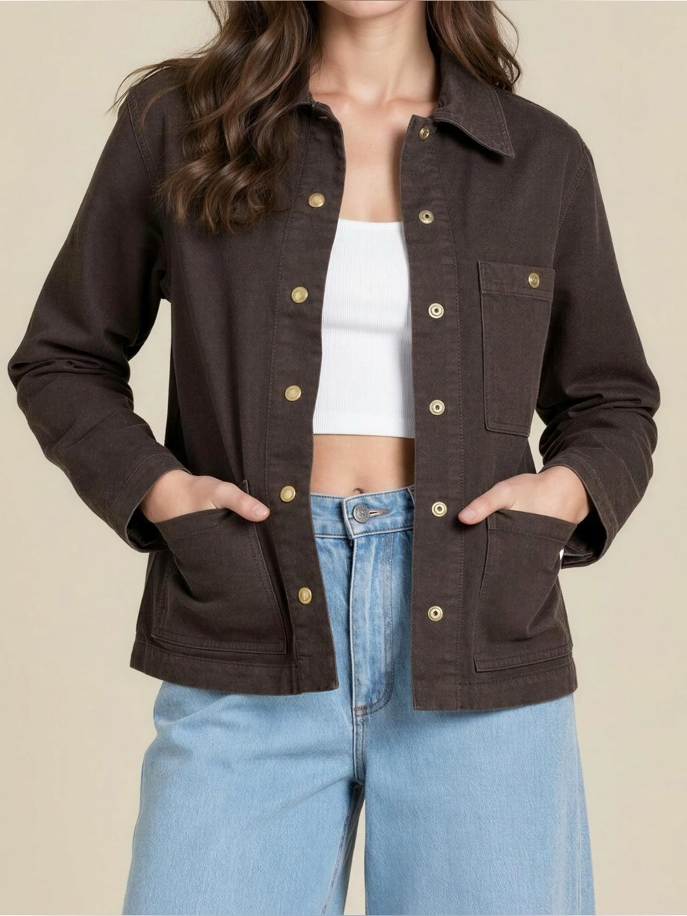 BIG BUD PRESS Denim Work Jacket, Espresso Brown, Small
